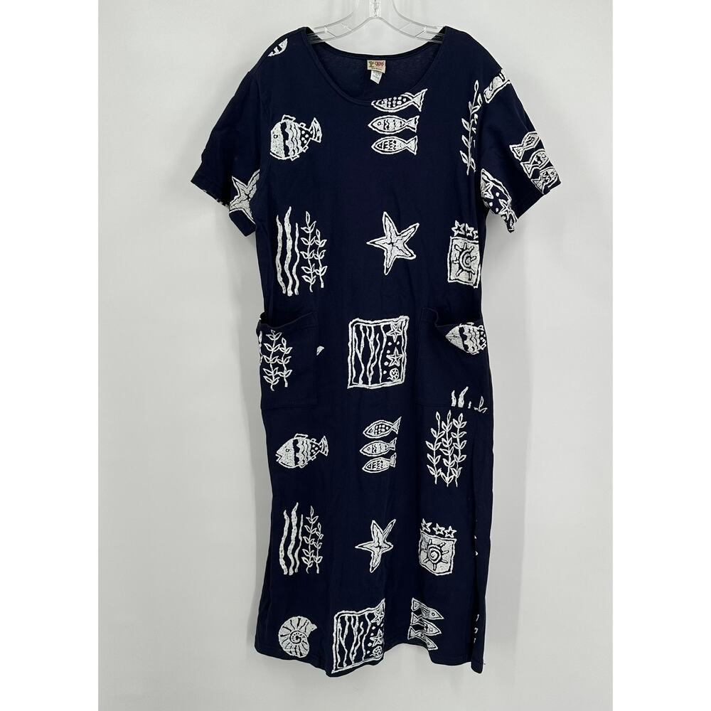 Navy Blue Graphic Midi Dress